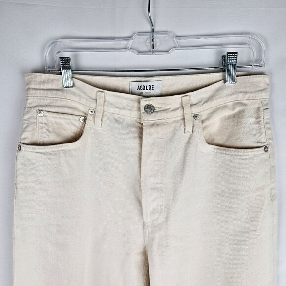 AGOLDE Remy High Rise Straight Leg Jeans Button Fly White Size 29 Preppy Chic - Picture 7 of 15